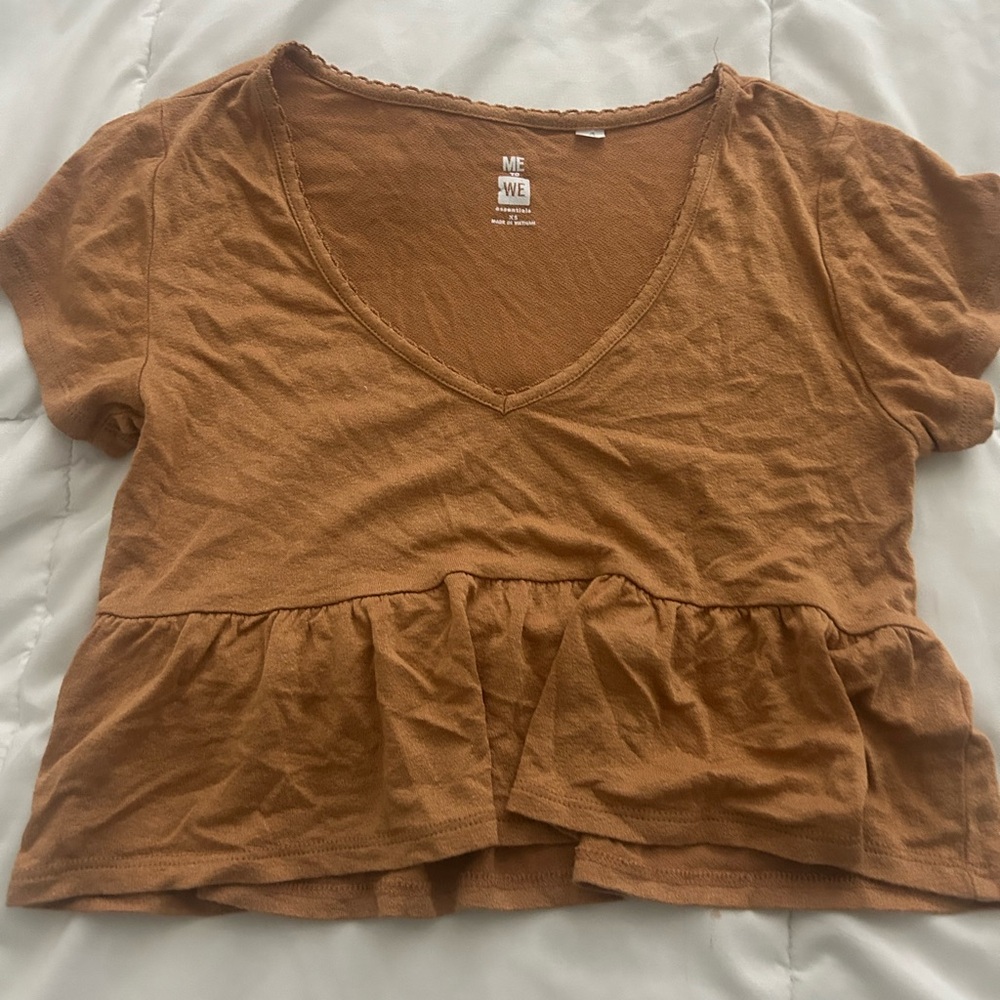 Women's Brown Peplum Top